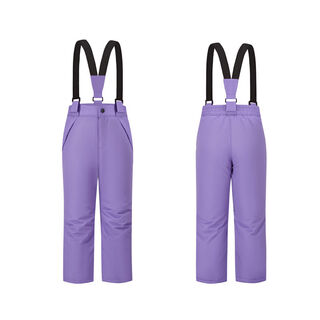 Children's ski pants and jackets for children, boys and girls, warm and thickened, white snowy color, light purple, 140cm