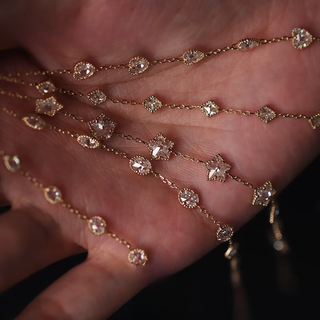 Beiyou original design galaxy pouring moissanite non-diamond dream come true double-sided 14k gold bracelet does not support 7 days without reason