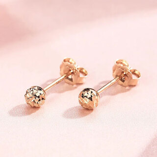Russian rose gold earrings purple gold ladies plated 18k new fashion simple temperament bean ding earrings (rose gold pair)