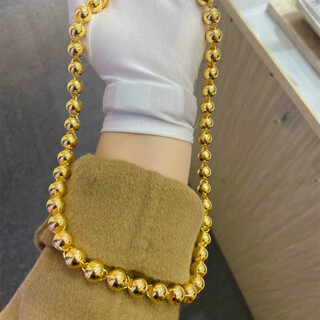 Bxe999 pure gold pure silver gold clad with silver gold buddha pearl light beads gold beads round bead necklace men's domineering light pearl necklace 8mm about 82 grams gold clad with silver material