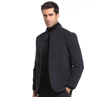Other brands jijia winter solid color men's jacket casual parka dad wear zhongshan stand collar warm cotton jacket dark blue l 175/96a