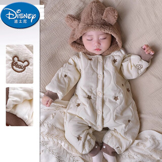 Disney (disney) baby clothes winter quilted jumpsuit overalls set baby super cute winter coat two-piece set bear cotton jacket (plus velvet quilted) 73cm