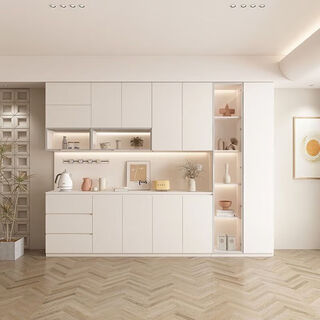 Yiguangju cream modern customized dining room living room sideboard integrated wall high cabinet multi-function kitchen storage wine cabinet type b 120*42*230 door-to-door delivery + installation included