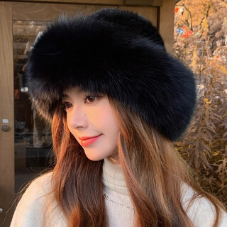 Princess mink mink fur hat women's autumn and winter mink fur fox fur fisherman hat mink fur straw hat winter fashion warm basin hat black princess hat