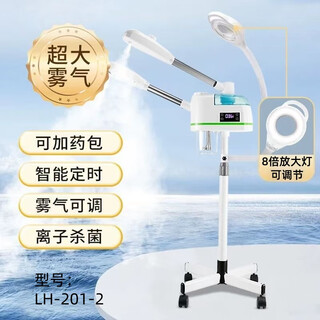 Ocdredy hot and cold spray machine facial steamer beauty instrument cold spray hot spray hydration instrument beauty salon facial steamer hot spray facial humidifier with magnifying light blue 201-2 touch screen double tube hot and cold spray timer medicine pack + magnifying light