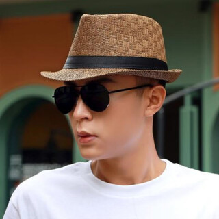 Bisi sheep hat men's sun hat summer outdoor sun hat casual fashion hat travel straw hat seaside beach hat brown one size 55-58cm20