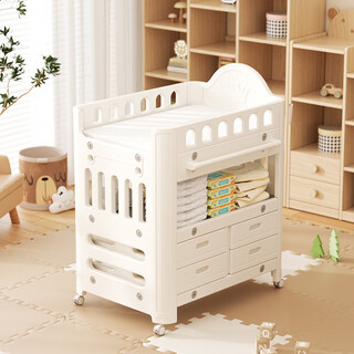 Moyellbabyviva baby changing table baby care table diaper changing leqin newborn bath bed inhe upgraded model table + pad + 4 drawers + 3 hanging boxes