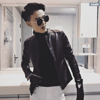 Cui wanzhi Короткая куртка Маленькая одежда маленького размера Короткая тонкая кожаная куртка маленького размера Мужская зимняя бархатная кожаная куртка черного цвета Обычный xs Марка xs