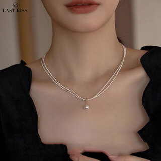Last kiss double layer stacked millet grain shijia pearl necklace for women 2025 new trendy fashion high-end 520 valentine's day gift double layer pearl necklace