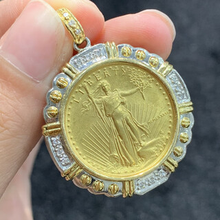 Xue cong's one-piece american eagle yang yang yang yang, an old indian chief, kruger panda gold coin pendant necklace, style 2, 1986 1/4 american eagle yang.