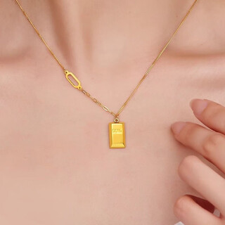 Vatican-made old phoenix gold shop model gold-clad silver small gold brick pendant rich gold versatile necklace valentine's day gift for girlfriend