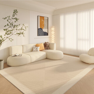 Fu jian cream style carpet living room large size large area home sofa coffee table room office crawling non-slip floor mat living room carpet plain color 140*200cm