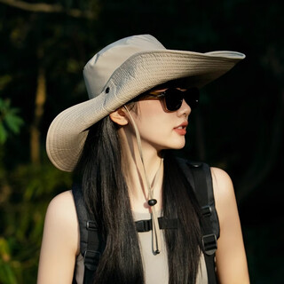Memaru outdoor hiking hat women's sunshade fisherman hat hiking and hiking sun protection hat large brim anti-uv sun hat for men light khaki one size
