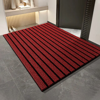 Diyin entrance door floor mats, door mats, home outdoor corridor kitchen anti-slip mats, seven stripes burgundy 60*90cm
