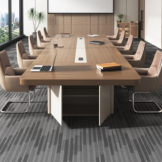 圣黎会议桌大型长桌办公室桌椅长方形接待洽谈长条桌 3.0米桌+10把椅子