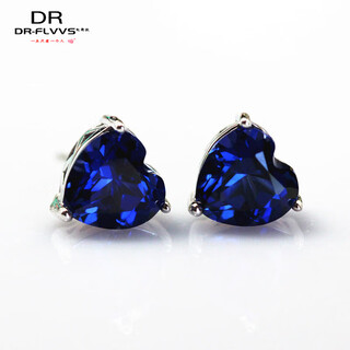 Fat donglai's same tanzanite sapphire fashionable heart-shaped stone earrings earrings korean main stone 7x7mm