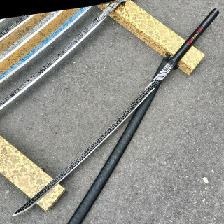 Yilang one-piece manganese steel ancient tang hengdao cold weapon knife static model collection metal handle miao knife high performance unedged black total length 1.3 meters blade length 90cm