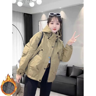 Semir semir short coat for women in autumn and winter new popular quilted thickened fashionable jacket sports style jacket top semir khaki green (padding style) thickened