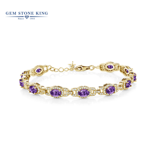 Gem stone king bracelet for women 925 silver 8.55 carats set with colored gemstones simple and fashionable amethyst as a birthday gift for girls