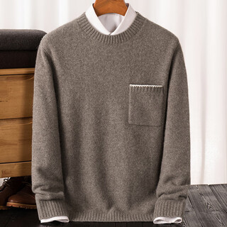 Ordos cashmere sweater men's thickened sweater middle-aged and elderly round neck pullover high-end cashmere bottoming sweater benqing m 160/100