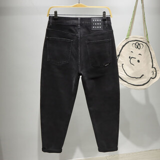 What a cool men's carrot pants, loose-fitting jeans, hong kong trendy brand black harem pants, autumn and winter tapered trousers, black 34 2 feet 7