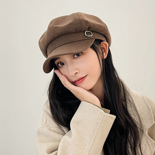 Mmoptop beret women's four seasons korean version of the trendy british retro all-match face-showing small octagonal hat newsboy painter duck tongue hat
