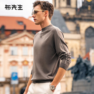 Mr. bu machine washable long sleeve wool sweater 2025 autumn simple contrast color line wool t men's pt15562 bronze green xl (180)