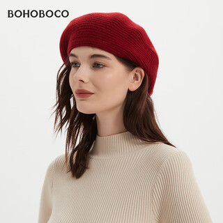 Bohoboco 100% pure cashmere beret hat for women winter warm british knitted woolen hat christmas gift qiji red