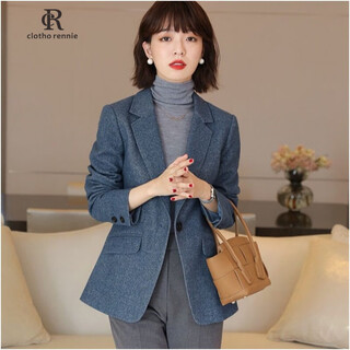 Clotho rennie brand women's small blazer women's 2025 spring and autumn new korean version slimming temperament versatile casual suit gray blue l