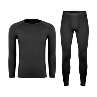 Gray shell merino wool quick-drying thermal underwear men's autumn and winter outdoor coldproof wool bottoming shirt breathable and comfortable black -15.5 micron series-set m -recommended weight 135-150jin jin is equal to 0.5kg