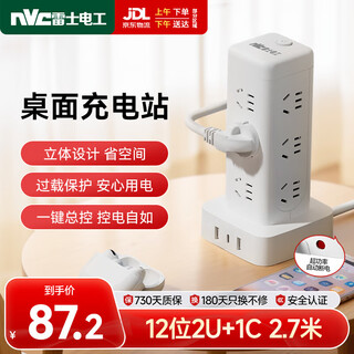 Nvc nvc electrician vertical socket strip strip dormitory multi-functional porous dormitory usbtypec tower desktop drag strip ep432l