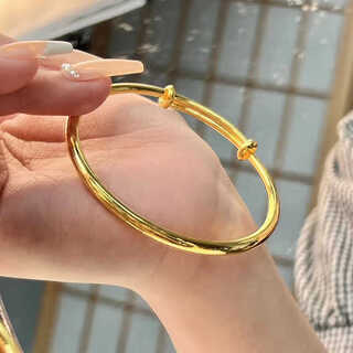 Peso niao lao phoenix gold store 2025 new 18k yellow i gold glossy push-pull bracelet light luxury adjustable bracelet push-pull light