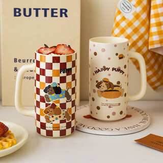 Modern housewife cute puppy mug household drinking cup good-looking breakfast cup good-looking tall ceramic mug dachshund hot dog mug 400ml high style
