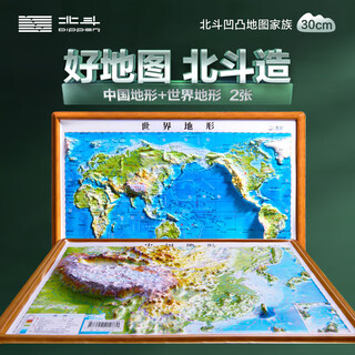 共2张 2025中国地图和世界地图 3d凹凸立体地形图约30cm*23cm 装饰学生学习地理三维地貌地形小学中学初中生 19.8元中国世界地形套装