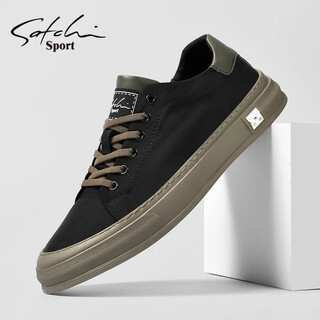 Sachi men's shoes autumn and winter fashion canvas shoes soft sole comfortable versatile trendy business shoes men's casual shoes black 40 leather shoes