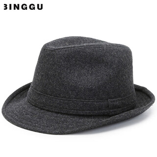 What a cool top hat for middle-aged and elderly men, high-end spring and autumn woolen woolen warm jazz hat, winter dad and elderly retro gentleman hat, dark gray s (55-56cm)