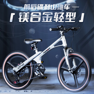 Forever children's magnesium alloy bicycle for medium and large boys, 6-10-12-15 year old boy's bicycle, variable speed girl's bicycle, starship silver, magnesium alloy frame + integrated wheel + 7 speed, 20 inches, suitable for height 125-145cm