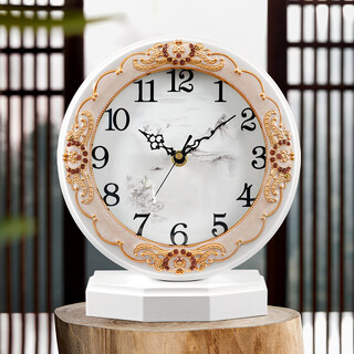 Hanshi (hense) european creative classical table clock fashionable wooden table clock bedroom living room desktop clock decorative quartz clock hd296 white