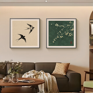 Ji jian ji modern retro living room decoration painting antique bedroom restaurant hanging painting combination wall landscape mural