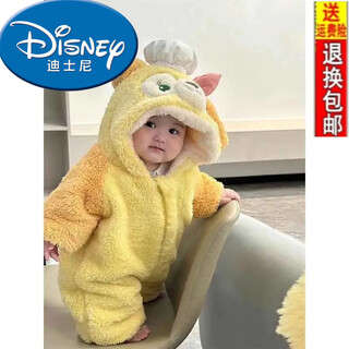 Disney jumpsuit baby spring thickened velvet clothes children's pajamas male and female baby coral velvet sleeping bag outing cotton clothes cake jumpsuit 73