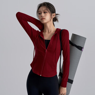Luluuvttoh hooded yoga wear women's outer cover 2025 new slim fit advanced running pilates sports top anchor red s