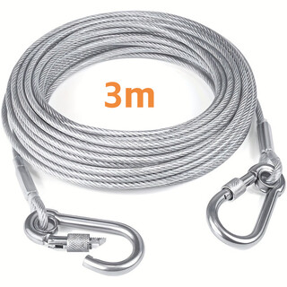 Oimg extended stainless steel dog leash dog leash small, medium and large dog pet steel wire rope thickened chain dog leash anti-bite silver gray (double-ended dog leash guaranteed when pulled) total length of the rope 4.6 meters