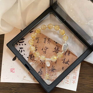 Yellow pagoda crystal citrine bracelet attracts wealth, good fortune and good career. huangfa crystal bracelet with strawberry crystal attracts girls with peach blossoms. huangfa crystal 17cm.