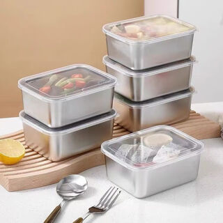 Shoot one for five stainless steel fresh-keeping box stall square plate picnic box multi-purpose box storage fruit artifact 13*10*5 5 pack storage fresh-keeping artifact