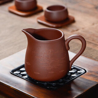 Zun pot purple sand fair cup tea sea tea divider kungfu tea set accessories purple clay carved landscape cup