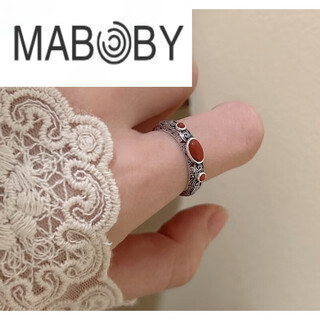 Maboby southern red ring zodiac year ring mongolian element turquoise jewelry ethnic style retro made mongolian element red ring