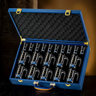 Yusenyi high-end two-point white home wine glass light set two crystal glass wine vessels luxury small wine cup wine gift box blue mountain wine divider 100mlx10-lanshan cup 10mlx10-leather case