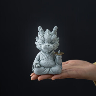 Yuxuan guochao zodiac dragon attracts wealth and auspiciousness tea pet unicorn ornaments home desktop fish tank landscaping decoration gift blue sand stone shunxin dragon with copper coins