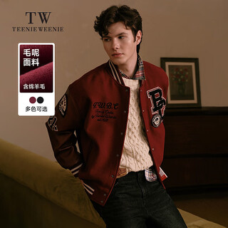 Teenie weenie bear men's contrast color wool coat 2025 spring new heavy fashion american jacket