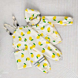 Youguan 2024 split children's raincoat for male and female babies waterproof overalls raincoat for primary school students in kindergarten and middle school children going to school lemon--upgraded with lining s